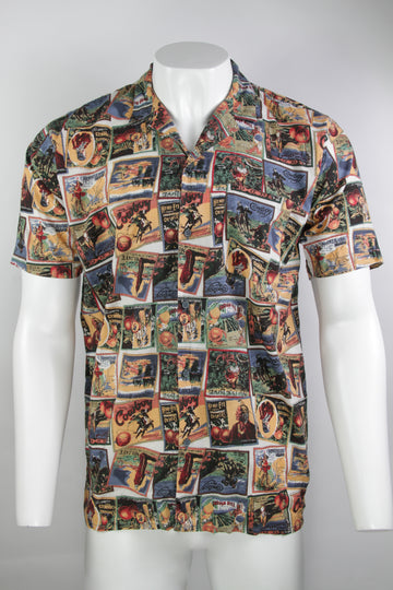 Vintage 90s Cowboy Print shirt - M