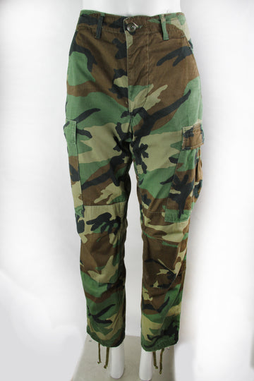 Vintage Army Trousers Woodland Camo 1986 button fly Trousers - XS