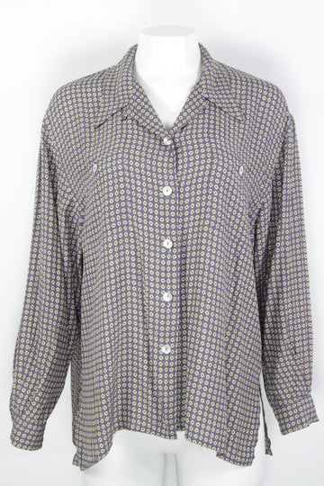 Vintage 90s Long Sleeved Viscose Blouse - M
