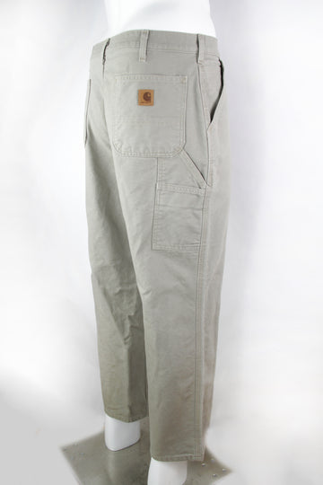 Vintage Carhartt Beige Carpenter Canvas Workwear Trousers - L