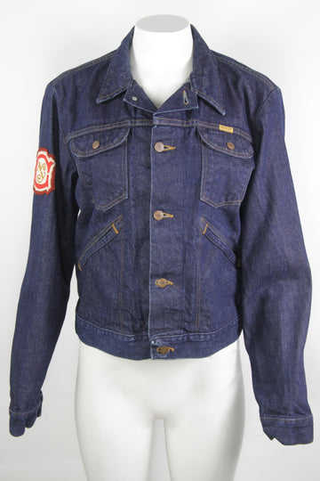 Vintage Rustler Rodeo Denim Jacket With Chain Link Emrboidery  - Made In the USA- M
