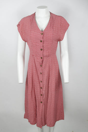 Vintage 90s clover patterned button front dress - S