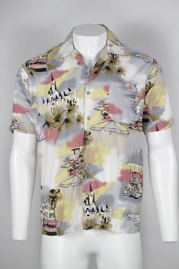 Vintage 90s Florida Printed Hawaiian shirt - L