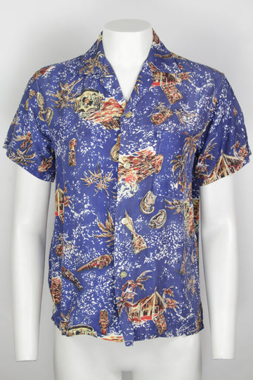 Vintage 50s Aloha Rayon Hawaiian Shirt - S