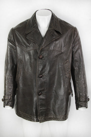 Vintage 1940s Leather Jacket - L