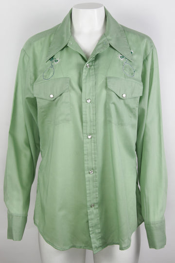 Vintage 70s Embroidered Rodeo Western Shirt - M/L
