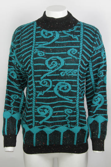 Vintage 80s Patterned Sweater - M