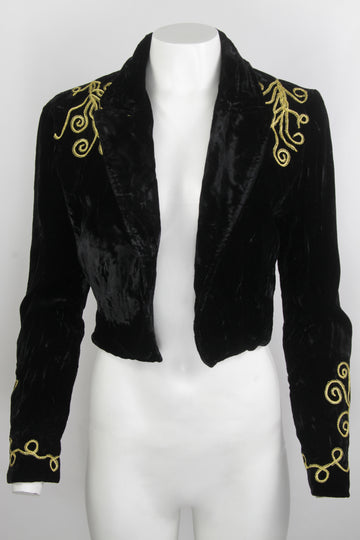 Vintage 90s Embroidered Velvet Jacket - S