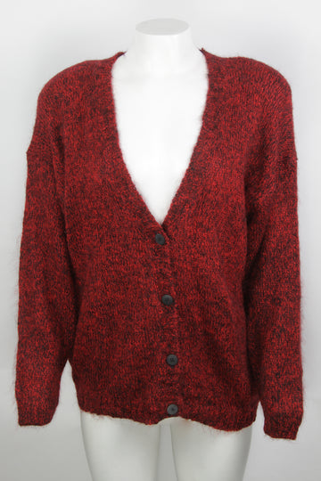 Vintage Red Marl Mohair Cardigan -  M