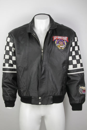 Vintage Nascar 50th Aniversary Jeff Hamilton Leather Bomber Jacket - XL