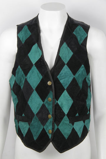 Vintage Patchwork Leather Waistcoat - S