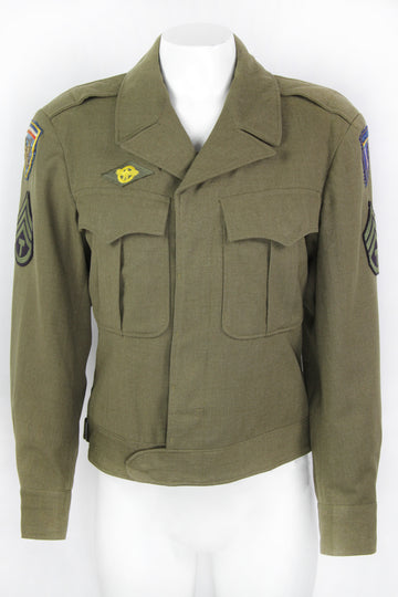 Vintage WW2 Rare US Ike Jacket With US Army Head Quarters ETO Bullion Patch and SHAEF Bullion Patch