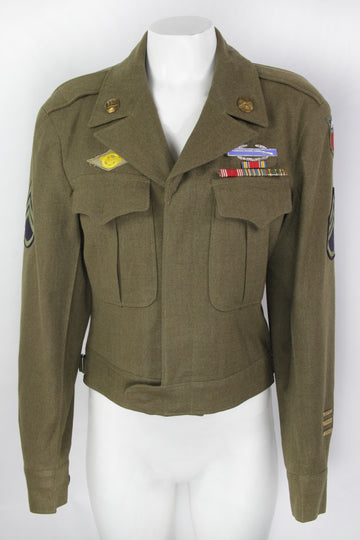 Vintage 1944 Ike Jacket with 76th Infantry Insignia Patch - S