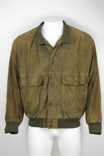 Vintage Burberry Suede Bomber Jacket - XL