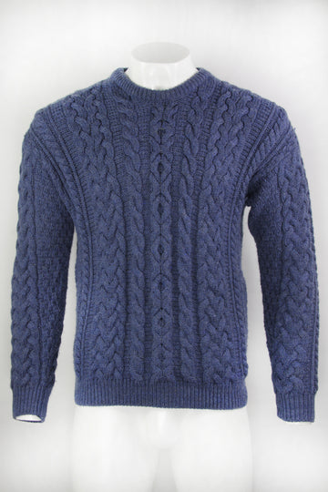 Vintage Aaran Style Irish Knitted Merino Wool Sweater - L