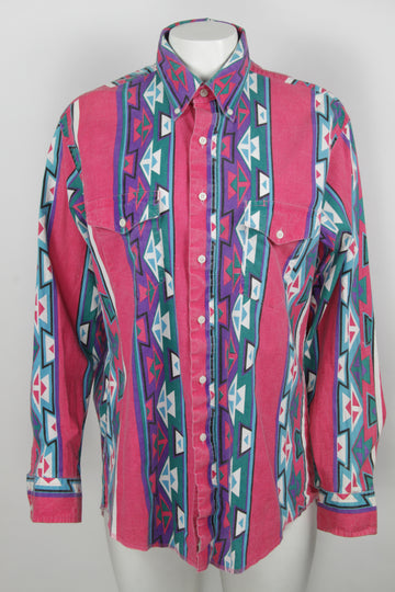 Vintage Wrangler South-west Button Down Shirt - M