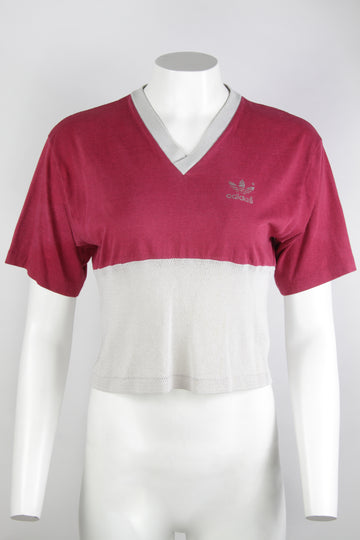 Vintage 80s Adidas USA Cropped Running T-shirt - Made in the USA- L