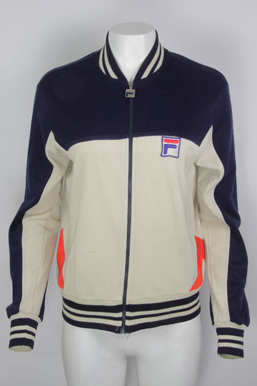 Vintage Fila White Line Tracksuit Jacket - M