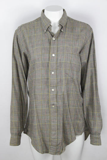 Vintage 1950s Prince of Wales check Button Down Collar Shirt  - S