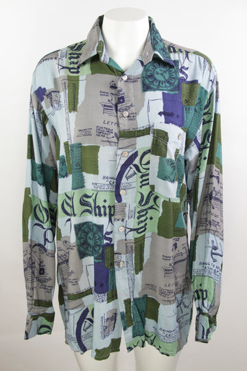 Vintage Long sleeve 90s Patterned Shirt - M