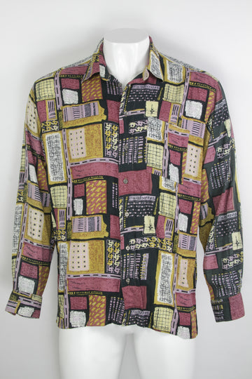 Vintage 90s Patterned Long Sleeved Shirt - XL