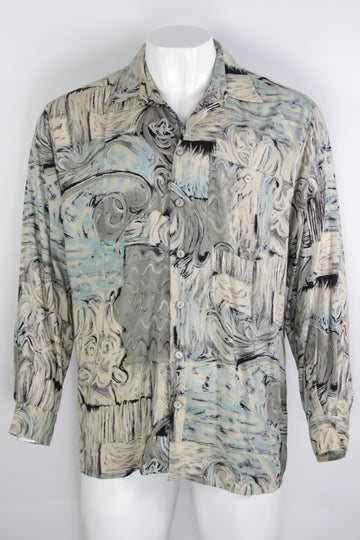 Vintage 90s Patterned Long Sleeved Shirt - XL