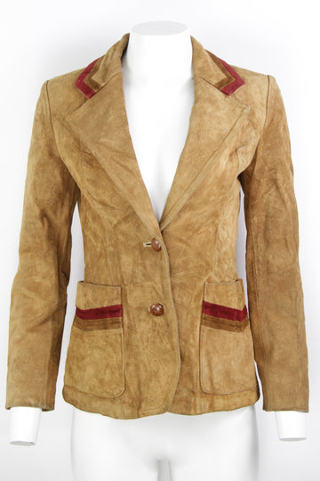 Vintage 70s Ladies Fitted Suede Jacket - S