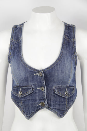 Vintage Y2k Denim Vest Top -S