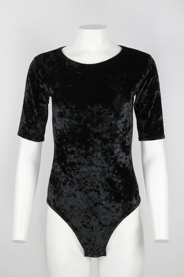 Black 3/4 sleeve velvet bodysuit - S