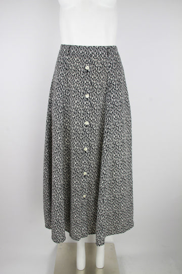 90s Black and white figures print midi skirt – M