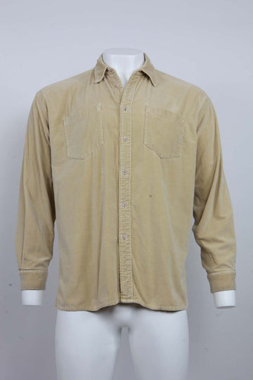 90's L/S Shirt - Cream Velvet  - White - XL