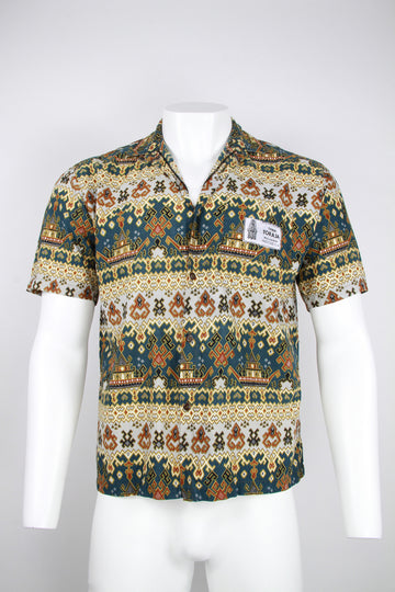 90s Short sleeve Cotton shirt - Indonesian pattern - S/M