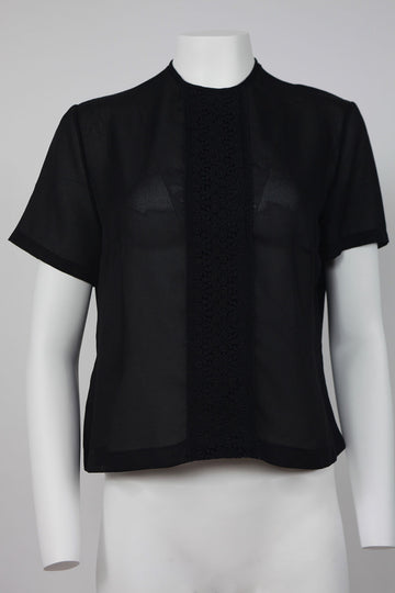 50s Blouse with lace front detail - M