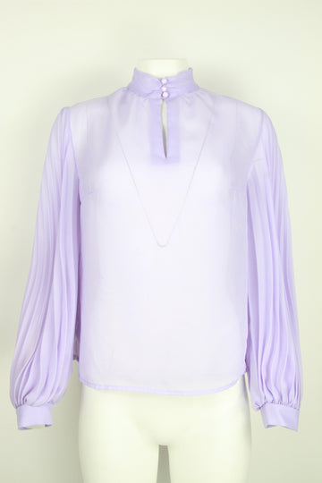 60s/70s lilac pleat sleeve blouse - M