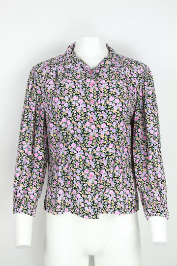 80s floral pattern blouse