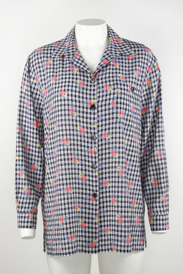 90s check and floral blouse - S/M