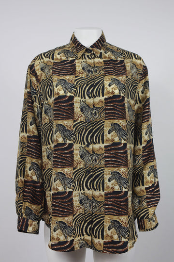Silk animal print blouse - L