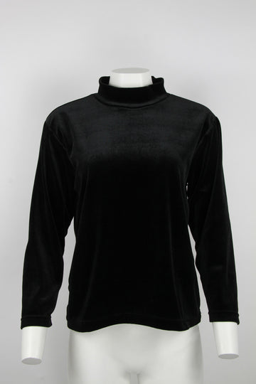 Black velvet high neck top - XL