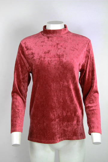 velvet cord turtle neck top - S