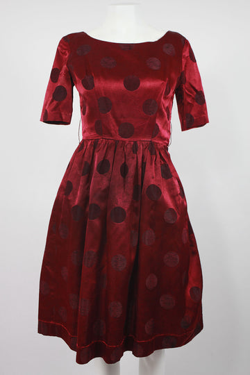50s/early 60s Burgundy with large dots - XS