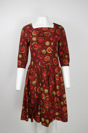 1950s Berry pink/red 3/4 sleeve dress – S