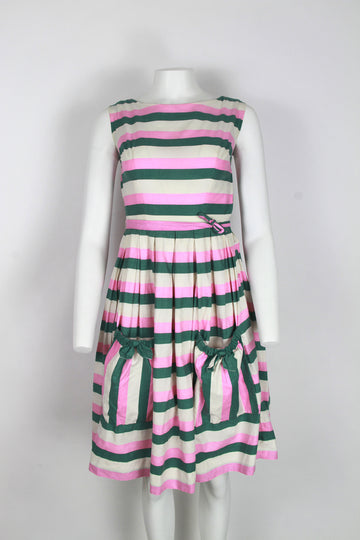 50s Candy striped cotton dress - XS