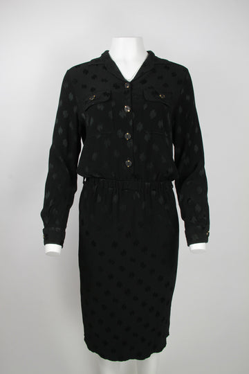 80s 'Solange Mondor' Swiss made Black long sleeve dress - S