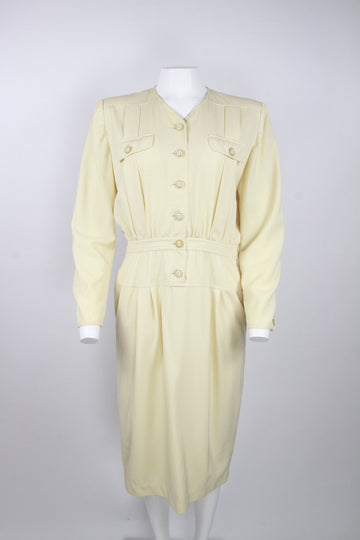 Vintage 80s Valentino Miss V Cream wool dress – S