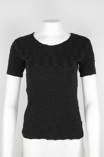 90s Textured black top - M