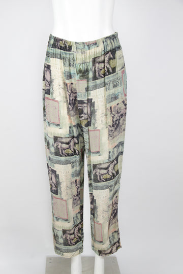 Ladies 90s Patterned Viscose trousers - M