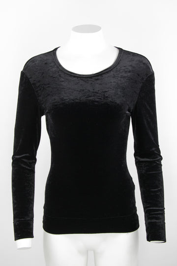 Moschino black long sleeved velvet top - S