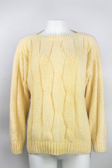 Ladies 80's Cream Chenille straight fit jumper – L