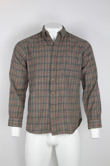Vintage Wool Shirt - Pendleton button down shirt Small grey red and black check - L