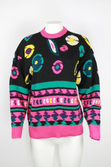 Ladies Fila 80s/90s colourful jumper - 100% Wool - Made in Italy - M